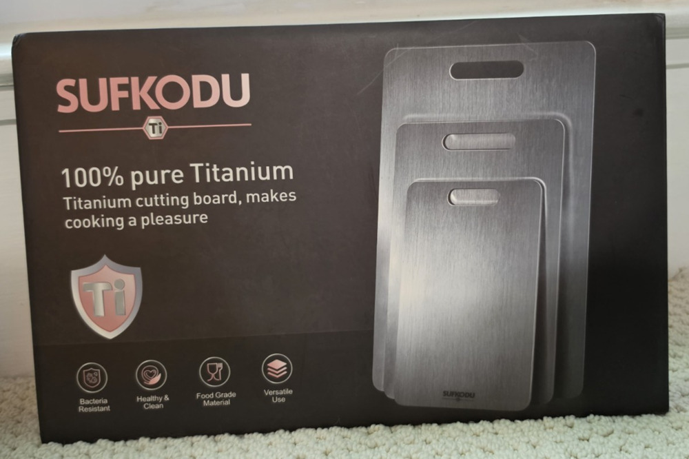 Sufkodu 100% Pure Titanium Cutting Board NEW IN BOX Eco Friendly Easy Clean